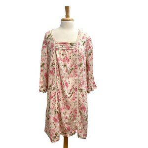 APRIL CORNELL Vintage Cottagecore Romantic Nightgown Sleep Dress Pink size XL